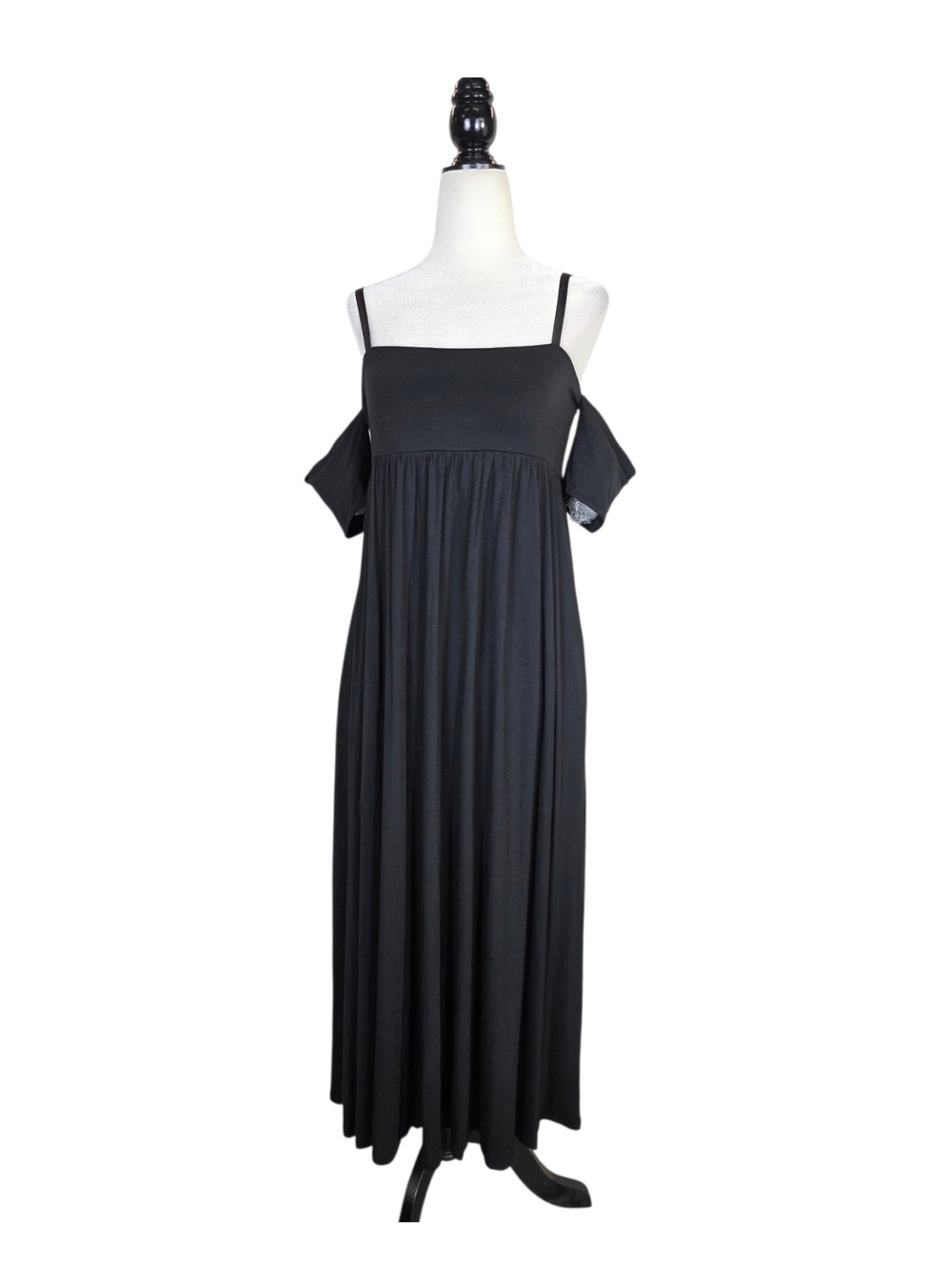 Wilfred Black Cold-Shoulder Midi Dress with Spaghetti Straps - Picture 3 of 8
